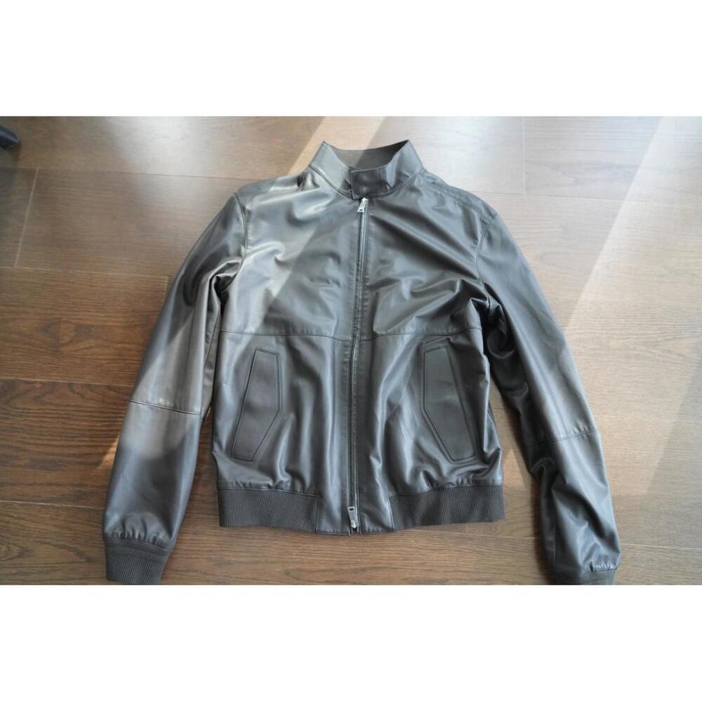 Brand New Zegna Brown Nappa Leather Bomber Size 48 Small